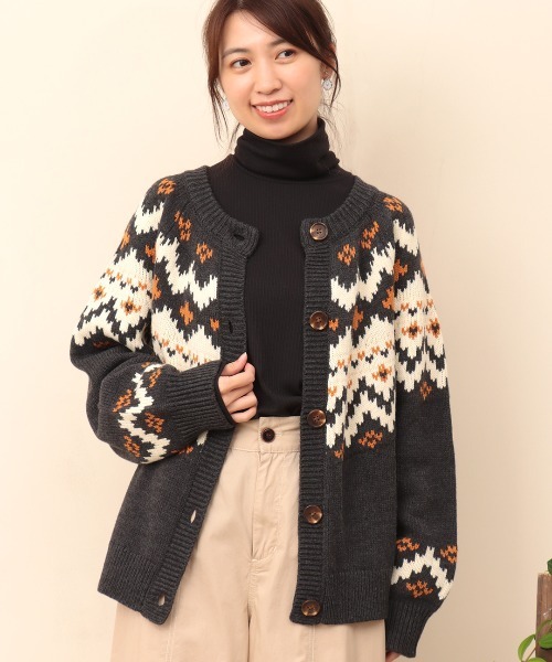 チチカカ（チチカカ）の「キカ求心ニットカーディガン（カーディガン/ボレロ・レディース・グレー/オフホワイト/ブラック・FREE）」の7枚目の写真