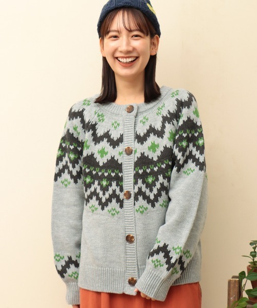 チチカカ（チチカカ）の「キカ求心ニットカーディガン（カーディガン/ボレロ・レディース・グレー/オフホワイト/ブラック・FREE）」の9枚目の写真