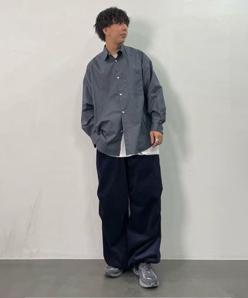 FREAK'S STORE（フリークスストア）の「WEB限定 Relax Fit リラックスフィット レギュラーカラーシャツ/クレリック/ストライプ（シャツ/ブラウス・メンズ・ホワイト/チャコールグレー/ブラック/ベージュ/オリーブ/サックスブルー/ストライプ/サックスブルー系2・SMALL/MEDIUM/LARGE）」の10枚目の写真