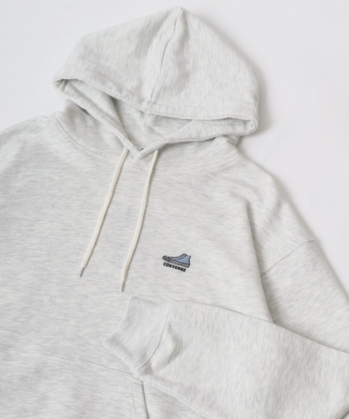 CONVERSE(コンバース)の「CONVERSE/コンバース ワンポイント刺繍 フード切替 スウェット プルパーカー フーディー レディース メンズ トレーナー トップス(パーカー・レディース・ブラック/ダークグリーン/グリーン系その他/ブルー系その他/ブラウン系その他/ベージュ系その他/オフホワイト/オートミール・LL/M/L)」の1枚目の写真