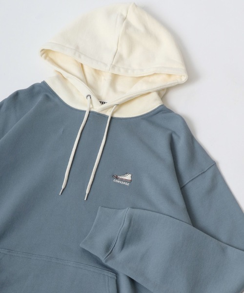 CONVERSE(コンバース)の「CONVERSE/コンバース ワンポイント刺繍 フード切替 スウェット プルパーカー フーディー レディース メンズ トレーナー トップス(パーカー・レディース・ブラック/ダークグリーン/グリーン系その他/ブルー系その他/ブラウン系その他/ベージュ系その他/オフホワイト/オートミール・LL/M/L)」の8枚目の写真