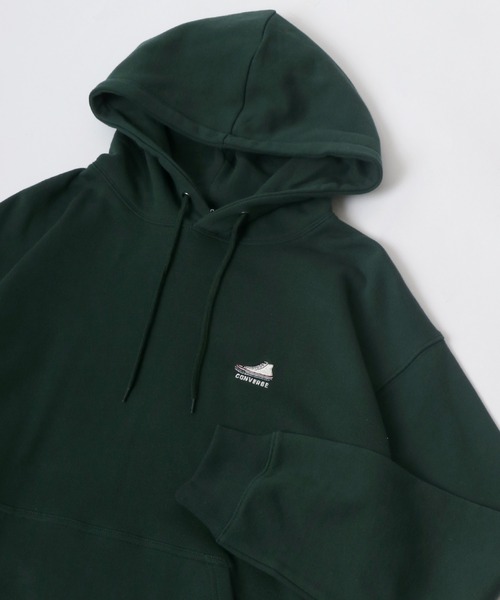 CONVERSE(コンバース)の「CONVERSE/コンバース ワンポイント刺繍 フード切替 スウェット プルパーカー フーディー レディース メンズ トレーナー トップス(パーカー・レディース・ブラック/ダークグリーン/グリーン系その他/ブルー系その他/ブラウン系その他/ベージュ系その他/オフホワイト/オートミール・LL/M/L)」の6枚目の写真