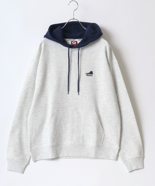 CONVERSE(コンバース)の「CONVERSE/コンバース ワンポイント刺繍 フード切替 スウェット プルパーカー フーディー レディース メンズ トレーナー トップス(パーカー・レディース・ブラック/ダークグリーン/グリーン系その他/ブルー系その他/ブラウン系その他/ベージュ系その他/オフホワイト/オートミール・LL/M/L)」の14枚目の写真