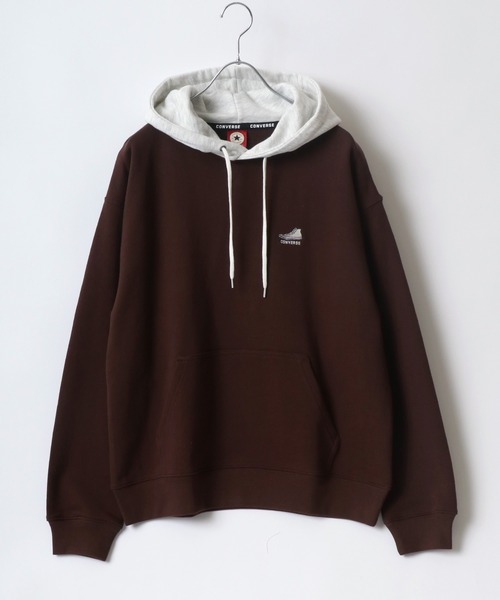 CONVERSE(コンバース)の「CONVERSE/コンバース ワンポイント刺繍 フード切替 スウェット プルパーカー フーディー レディース メンズ トレーナー トップス(パーカー・レディース・ブラック/ダークグリーン/グリーン系その他/ブルー系その他/ブラウン系その他/ベージュ系その他/オフホワイト/オートミール・LL/M/L)」の15枚目の写真
