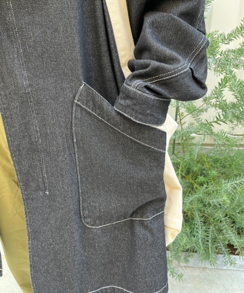 nemne store（ネンネストア）の「【低身長用サイズあり】デニムモッズコート（デニムジャケット・レディース・インディゴブルー/ブラック・SMALL/MEDIUM）」の8枚目の写真