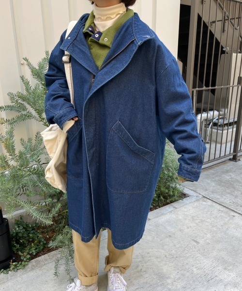 nemne store（ネンネストア）の「【低身長用サイズあり】デニムモッズコート（デニムジャケット・レディース・インディゴブルー/ブラック・SMALL/MEDIUM）」の9枚目の写真