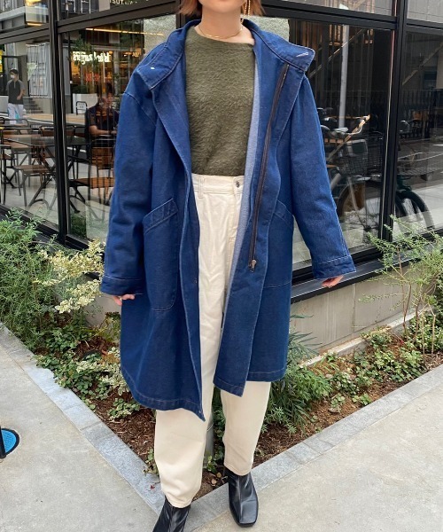 nemne store（ネンネストア）の「【低身長用サイズあり】デニムモッズコート（デニムジャケット・レディース・インディゴブルー/ブラック・SMALL/MEDIUM）」の13枚目の写真