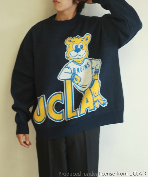 UCLA（ユーシーエルエー）の「UCLA　ベアー柄 オーバーサイズ クルーネック ニット（ニット/セーター・メンズ・アイボリー/ネイビー/グリーン/ブルー・L/M）」の11枚目の写真