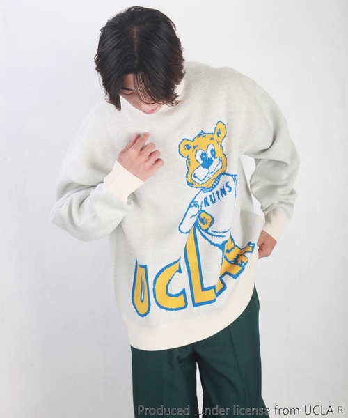 UCLA（ユーシーエルエー）の「UCLA　ベアー柄 オーバーサイズ クルーネック ニット（ニット/セーター・メンズ・アイボリー/ネイビー/グリーン/ブルー・L/M）」の7枚目の写真