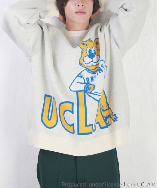 UCLA（ユーシーエルエー）の「UCLA　ベアー柄 オーバーサイズ クルーネック ニット（ニット/セーター・メンズ・アイボリー/ネイビー/グリーン/ブルー・L/M）」の5枚目の写真