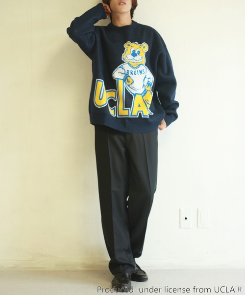 UCLA（ユーシーエルエー）の「UCLA　ベアー柄 オーバーサイズ クルーネック ニット（ニット/セーター・メンズ・アイボリー/ネイビー/グリーン/ブルー・L/M）」の13枚目の写真