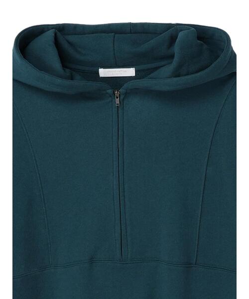 Green　Parks（グリーンパークス）の「ハーフZIP裏毛パーカーチュニック（パーカー・レディース・ブラック/ライトグレー系2/ダークグリーン・FREE）」の19枚目の写真