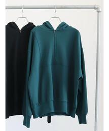 ハーフZIP裏毛パーカーチュニック