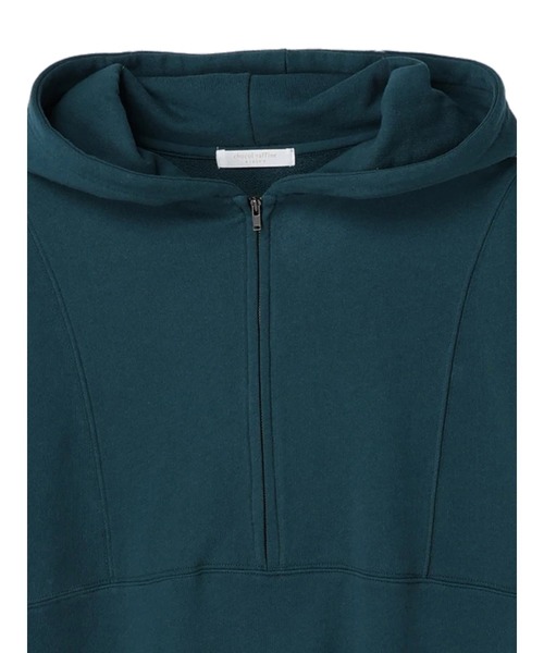 Green　Parks（グリーンパークス）の「ハーフZIP裏毛パーカーチュニック（パーカー・レディース・ブラック/ライトグレー系2/ダークグリーン・FREE）」の10枚目の写真