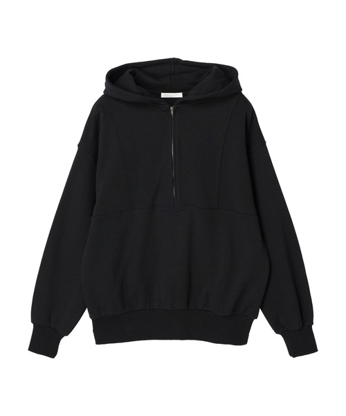 Green　Parks（グリーンパークス）の「ハーフZIP裏毛パーカーチュニック（パーカー・レディース・ブラック/ライトグレー系2/ダークグリーン・FREE）」の16枚目の写真