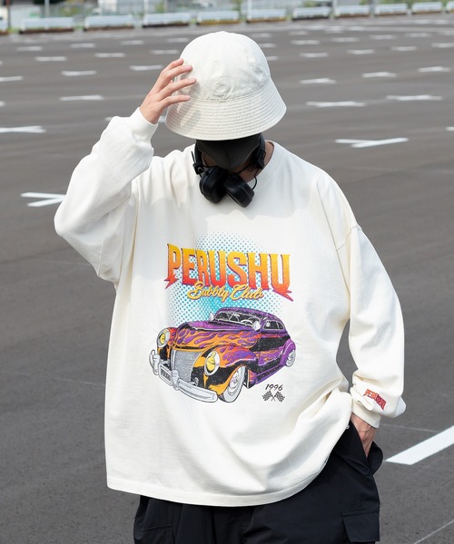 Perushu(ペルーシュ)の「ユーズドライクピグメントロンT(Tシャツ/カットソー・メンズ・ブラック/オフホワイト/ネイビー・MEDIUM/LARGE)」の2枚目の写真