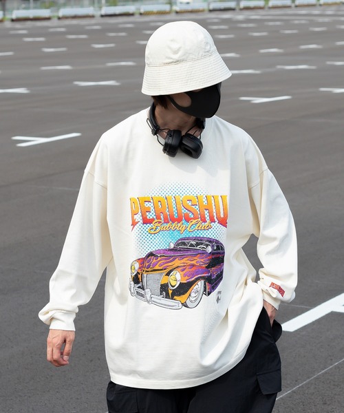 Perushu(ペルーシュ)の「ユーズドライクピグメントロンT(Tシャツ/カットソー・メンズ・ブラック/オフホワイト/ネイビー・MEDIUM/LARGE)」の7枚目の写真