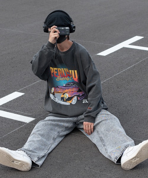 Perushu(ペルーシュ)の「ユーズドライクピグメントロンT(Tシャツ/カットソー・メンズ・ブラック/オフホワイト/ネイビー・MEDIUM/LARGE)」の16枚目の写真