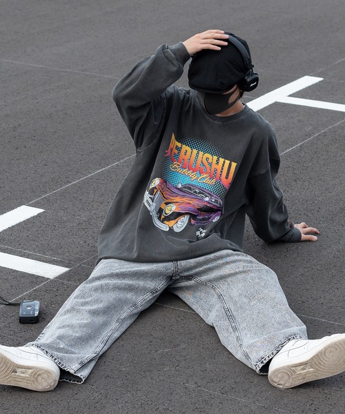 Perushu(ペルーシュ)の「ユーズドライクピグメントロンT(Tシャツ/カットソー・メンズ・ブラック/オフホワイト/ネイビー・MEDIUM/LARGE)」の17枚目の写真