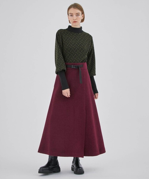 CITY TOKYO（シティトウキョウ）の「トラベルウールワイドヘムスカート（スカート・レディース・レッド/ネイビー・1/2）」の5枚目の写真