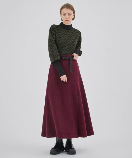 CITY TOKYO（シティトウキョウ）の「トラベルウールワイドヘムスカート（スカート・レディース・レッド/ネイビー・1/2）」の6枚目の写真