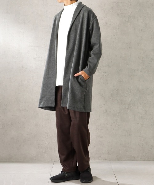 URBAN COLLECTION(アーバンコレクション)の「ポンチ素材 無地トッパーショールカーディガン(カーディガン/ボレロ・メンズ・ブラック/チャコール/カーキ・L/M/XL)」の7枚目の写真