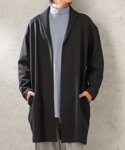 URBAN COLLECTION(アーバンコレクション)の「ポンチ素材 無地トッパーショールカーディガン(カーディガン/ボレロ・メンズ・ブラック/チャコール/カーキ・L/M/XL)」の6枚目の写真