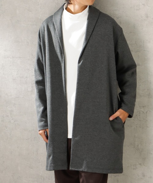 ポンチ素材 無地トッパーショールカーディガン（カーディガン/ボレロ
