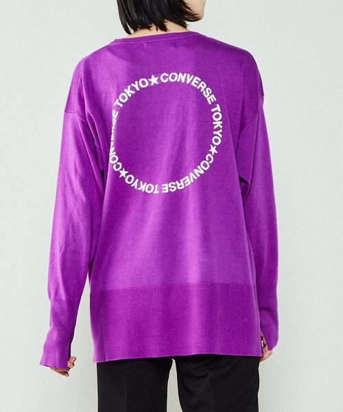CONVERSE TOKYO(コンバーストウキョウ)の「ハイゲージバックロゴニット(ニット/セーター・レディース・ブラック/杢グレー/パープル/ブルー/オレンジ・FREE)」の4枚目の写真