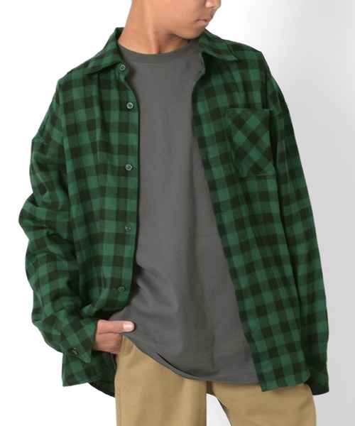 GLAZOS（グラソス）の「ブロックチェック長袖シャツ（シャツ/ブラウス・キッズ・ホワイト/パープル/レッド/イエロー/ブルー/グリーン・140cm/150cm/160cm/170cm）」の2枚目の写真