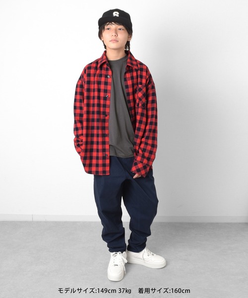 GLAZOS（グラソス）の「ブロックチェック長袖シャツ（シャツ/ブラウス・キッズ・ホワイト/パープル/レッド/イエロー/ブルー/グリーン・140cm/150cm/160cm/170cm）」の9枚目の写真