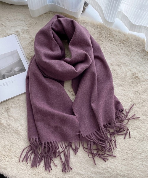 SAISON DE PAPILLON(セゾンドパピヨン)の「ウールタッチ大判マフラー(マフラー・レディース・ブラック/アイボリー/グレー/マスタード/チャコール/パープル/ブラウン・フリー)」の6枚目の写真