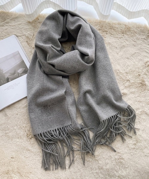 SAISON DE PAPILLON(セゾンドパピヨン)の「ウールタッチ大判マフラー(マフラー・レディース・ブラック/アイボリー/グレー/マスタード/チャコール/パープル/ブラウン・フリー)」の1枚目の写真