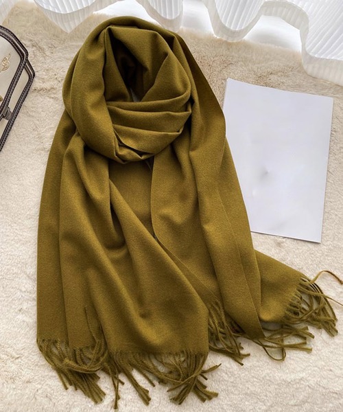 SAISON DE PAPILLON(セゾンドパピヨン)の「ウールタッチ大判マフラー(マフラー・レディース・ブラック/アイボリー/グレー/マスタード/チャコール/パープル/ブラウン・フリー)」の7枚目の写真