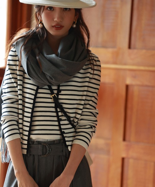 SAISON DE PAPILLON(セゾンドパピヨン)の「ウールタッチ大判マフラー(マフラー・レディース・ブラック/アイボリー/グレー/マスタード/チャコール/パープル/ブラウン・フリー)」の20枚目の写真