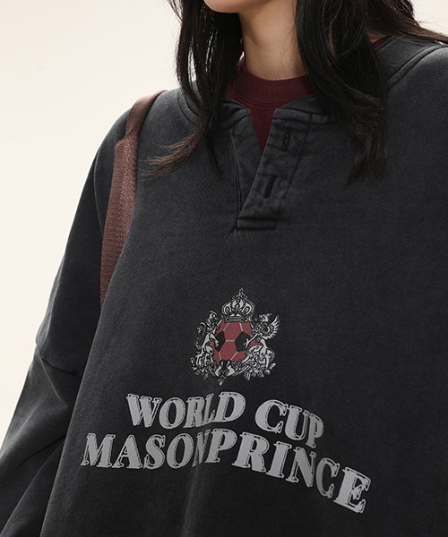 MASONPRINCE（メイソンプリンス）の「オーバーサイズVネックプルオーバースウェット WY6120【MASONPRINCE】（スウェット・メンズ・ブラウン/ダークグレー・L/M/S）」の8枚目の写真