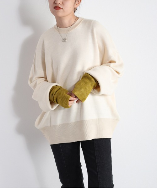 cepo（セポ）の「ジャガード編み カラーニット（ニット/セーター・レディース・ブラック/ベージュ/オフホワイト/オレンジ・M）」の3枚目の写真