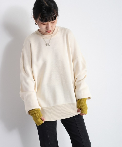 cepo（セポ）の「ジャガード編み カラーニット（ニット/セーター・レディース・ブラック/ベージュ/オフホワイト/オレンジ・M）」の8枚目の写真