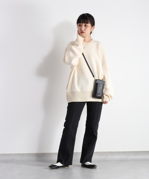 cepo（セポ）の「ジャガード編み カラーニット（ニット/セーター・レディース・ブラック/ベージュ/オフホワイト/オレンジ・M）」の9枚目の写真