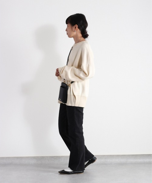 cepo（セポ）の「ジャガード編み カラーニット（ニット/セーター・レディース・ブラック/ベージュ/オフホワイト/オレンジ・M）」の10枚目の写真