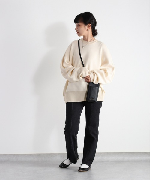 cepo（セポ）の「ジャガード編み カラーニット（ニット/セーター・レディース・ブラック/ベージュ/オフホワイト/オレンジ・M）」の12枚目の写真