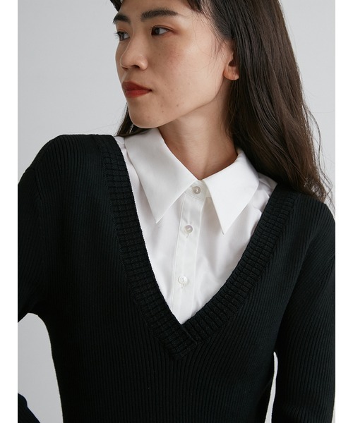 styling/（スタイリング）の「アタッチドカラーニットワンピース 