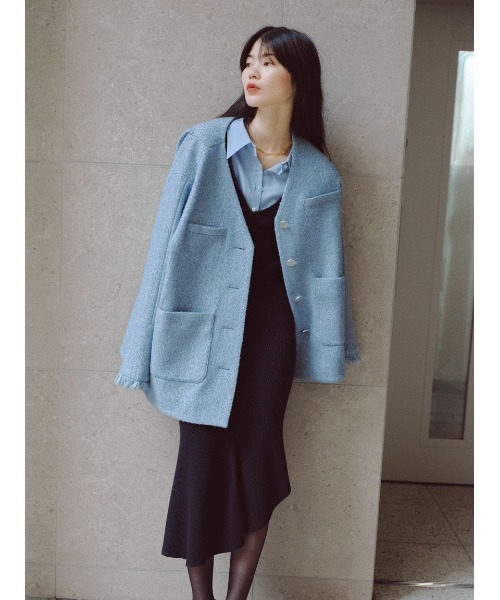 styling ワンピース アタッチドカラーニットワンピース 0サイズ レディース
