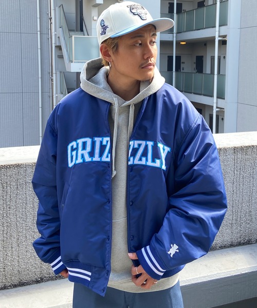 GRIZZLY(グリズリー)の「GRIZZLY/グリズリー ナイロンスタジャン カレッジロゴ/刺繍ロゴ ナイロンジャケット ブルゾン VIGR22MS1(スタジャン・メンズ・ブラック/ネイビー・L/M)」の18枚目の写真