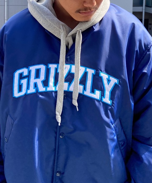 GRIZZLY(グリズリー)の「GRIZZLY/グリズリー ナイロンスタジャン カレッジロゴ/刺繍ロゴ ナイロンジャケット ブルゾン VIGR22MS1(スタジャン・メンズ・ブラック/ネイビー・L/M)」の16枚目の写真