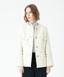 allureville | ロービングツイードショートコート(ノーカラージャケット)