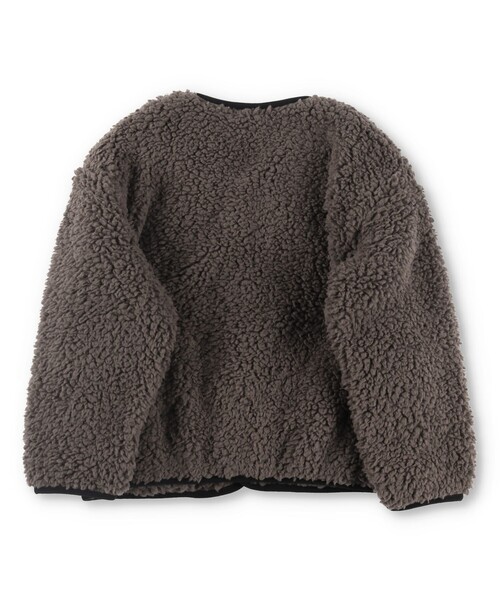 BRANSHES（ブランシェス）の「【かるふわ】ノーカラーボアジャケット（ノーカラージャケット・キッズ・ブラック/アイボリー/ブラウン・150/100/110/120/140/130）」の21枚目の写真