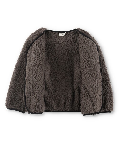 BRANSHES（ブランシェス）の「【かるふわ】ノーカラーボアジャケット（ノーカラージャケット・キッズ・ブラック/アイボリー/ブラウン・150/100/110/120/140/130）」の20枚目の写真