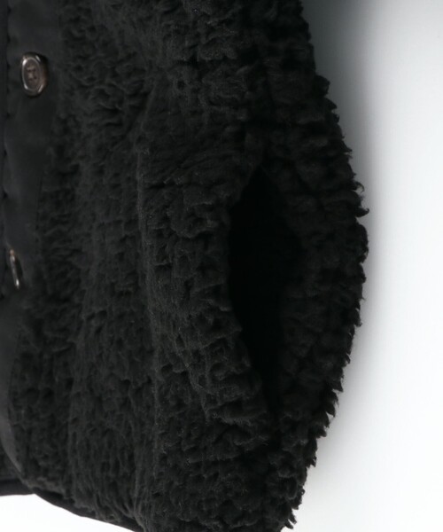 BRANSHES（ブランシェス）の「【かるふわ】ノーカラーボアジャケット（ノーカラージャケット・キッズ・ブラック/アイボリー/ブラウン・150/100/110/120/140/130）」の7枚目の写真