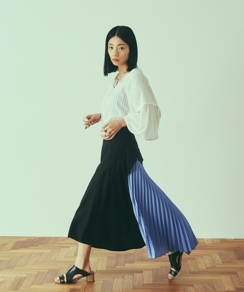 LAYMEE(レイミー)の「Eta pleats skirt / エタプリーツスカート(スカート・レディース・アイボリー/ブラック・FREE)」の7枚目の写真